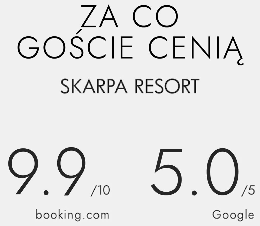 Oceny gości SKARPA resort: 9.9 na Booking.com i 5.0 w Google